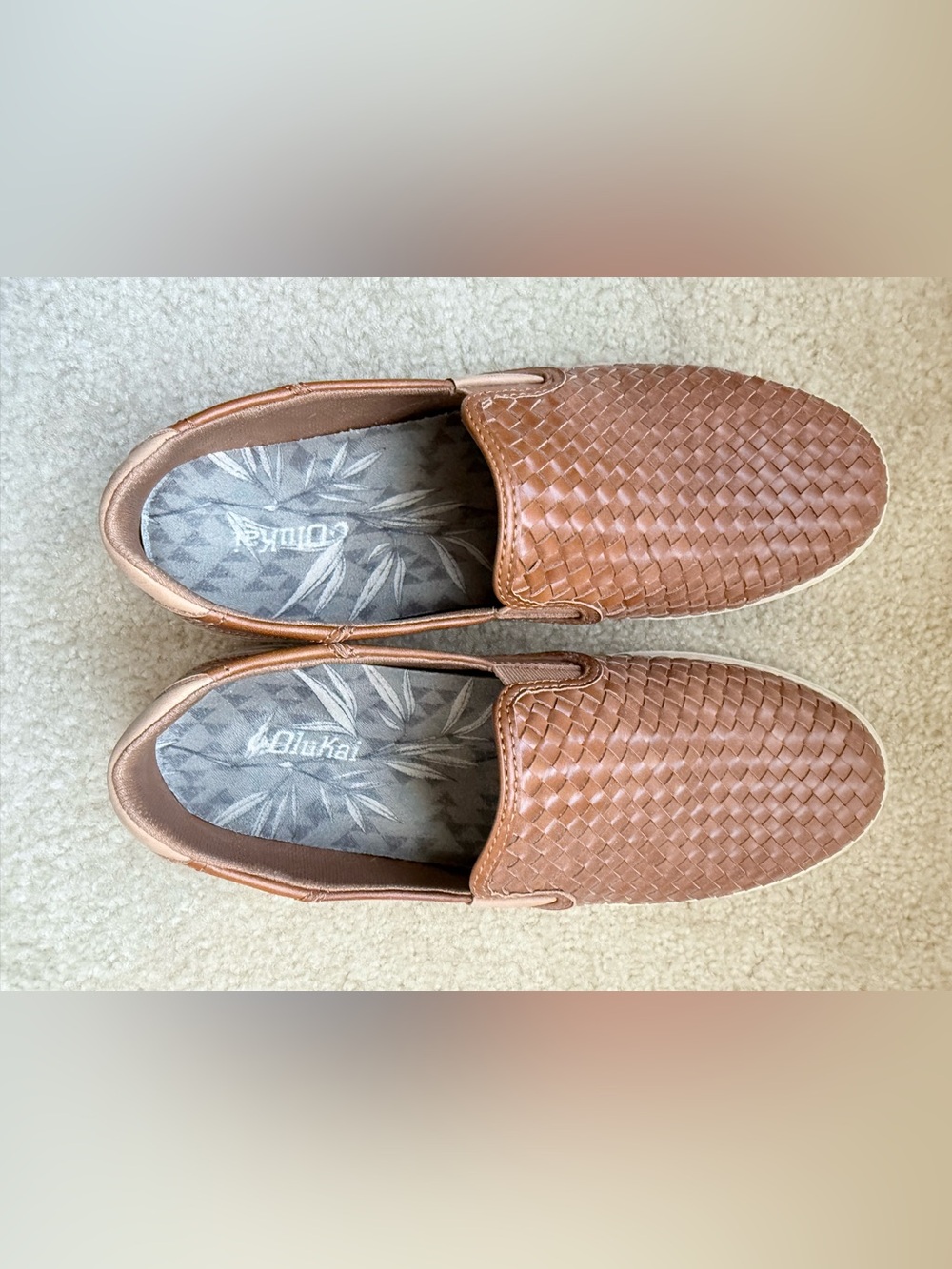OluKai Lae'ahi Lauhala Slip-On Shoes - Leather - Men’s Size 11.5